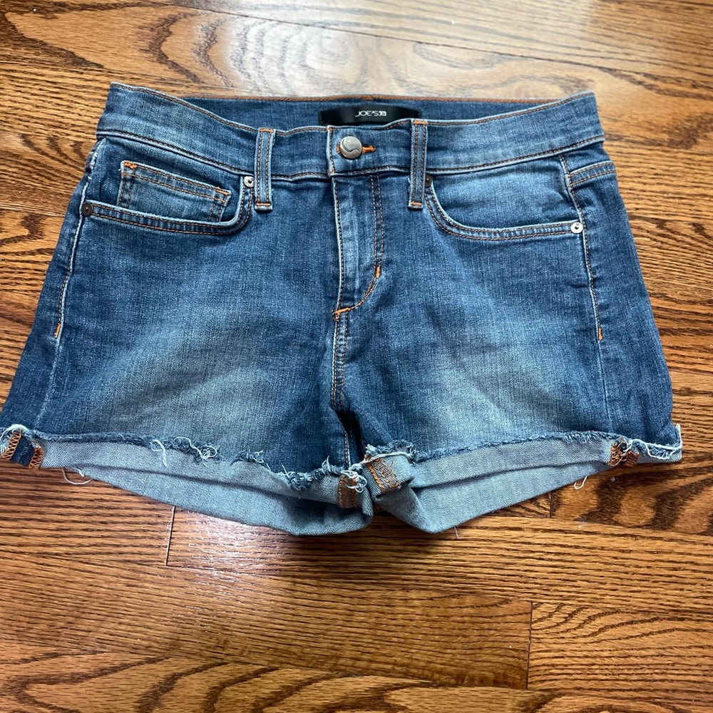 Joe's Jeans Distressed Rolled Hem Denim Shorts - Blue Wash